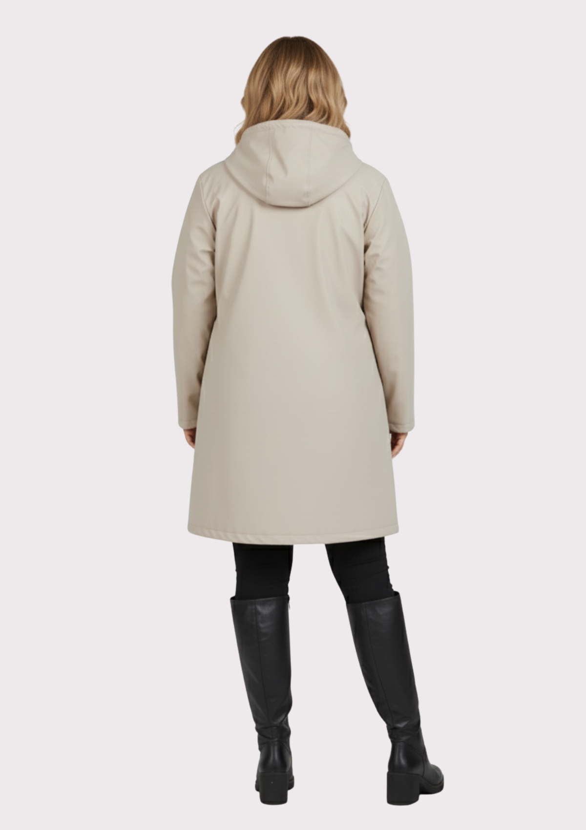 Büyük Beden Kapüşonlu Bej Renkli Bonding Ceket