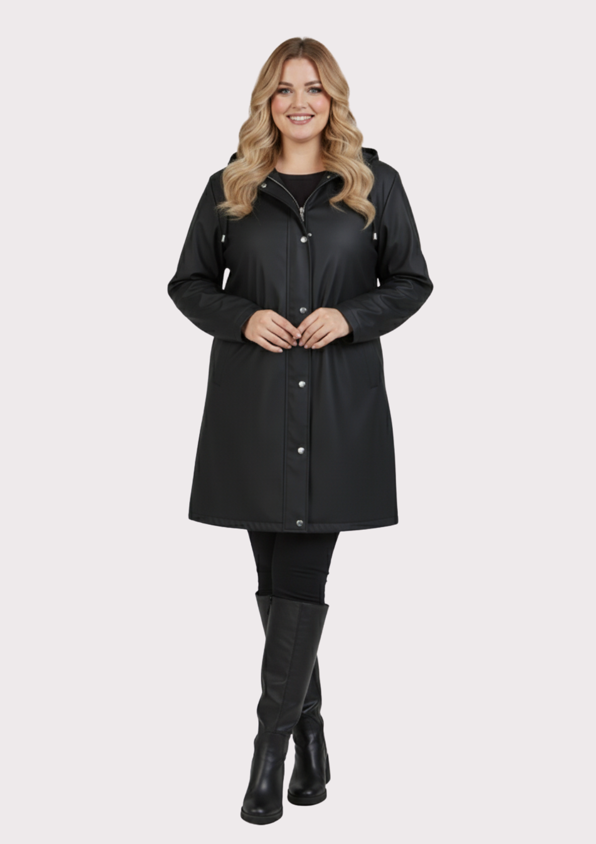 Büyük Beden Kapüşonlu Siyah Renkli Bonding Ceket