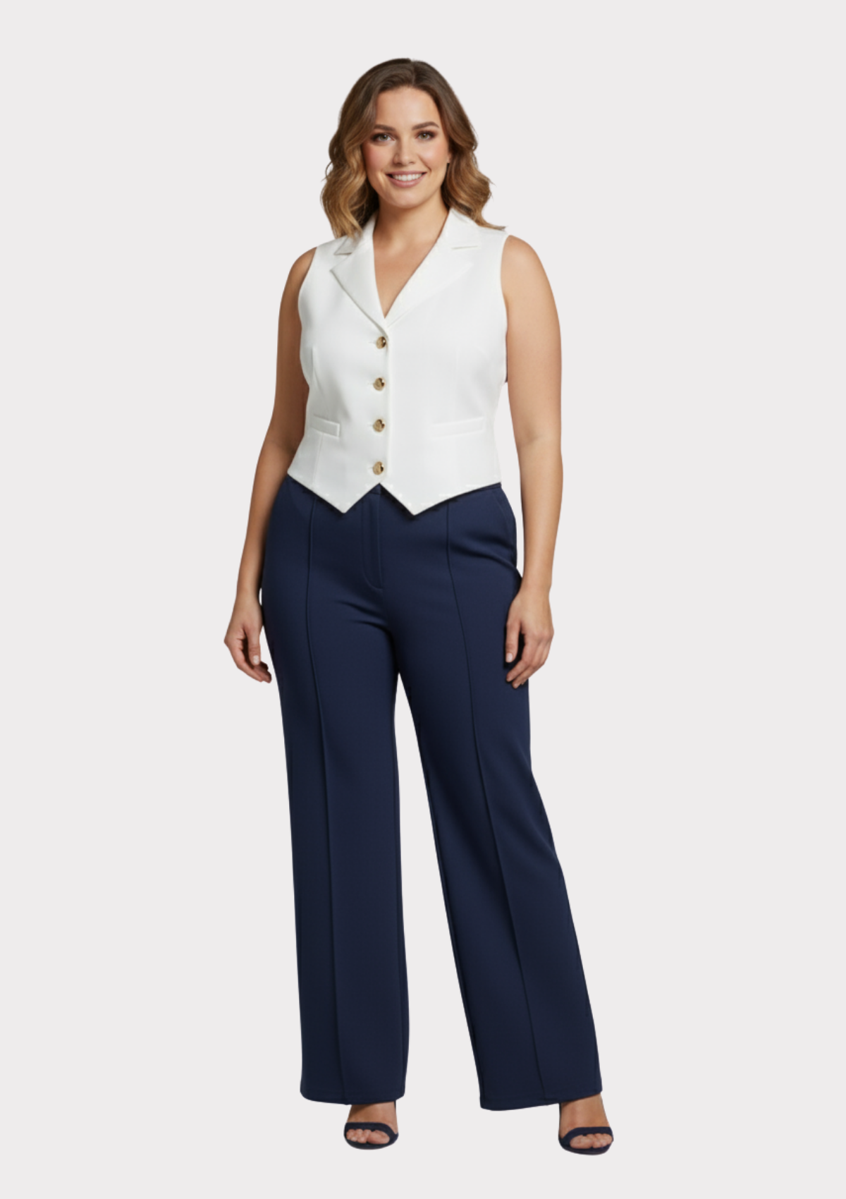 Büyük Beden Lacivert Renkli Toparlayıcı Likralı Kumaş Pantolon