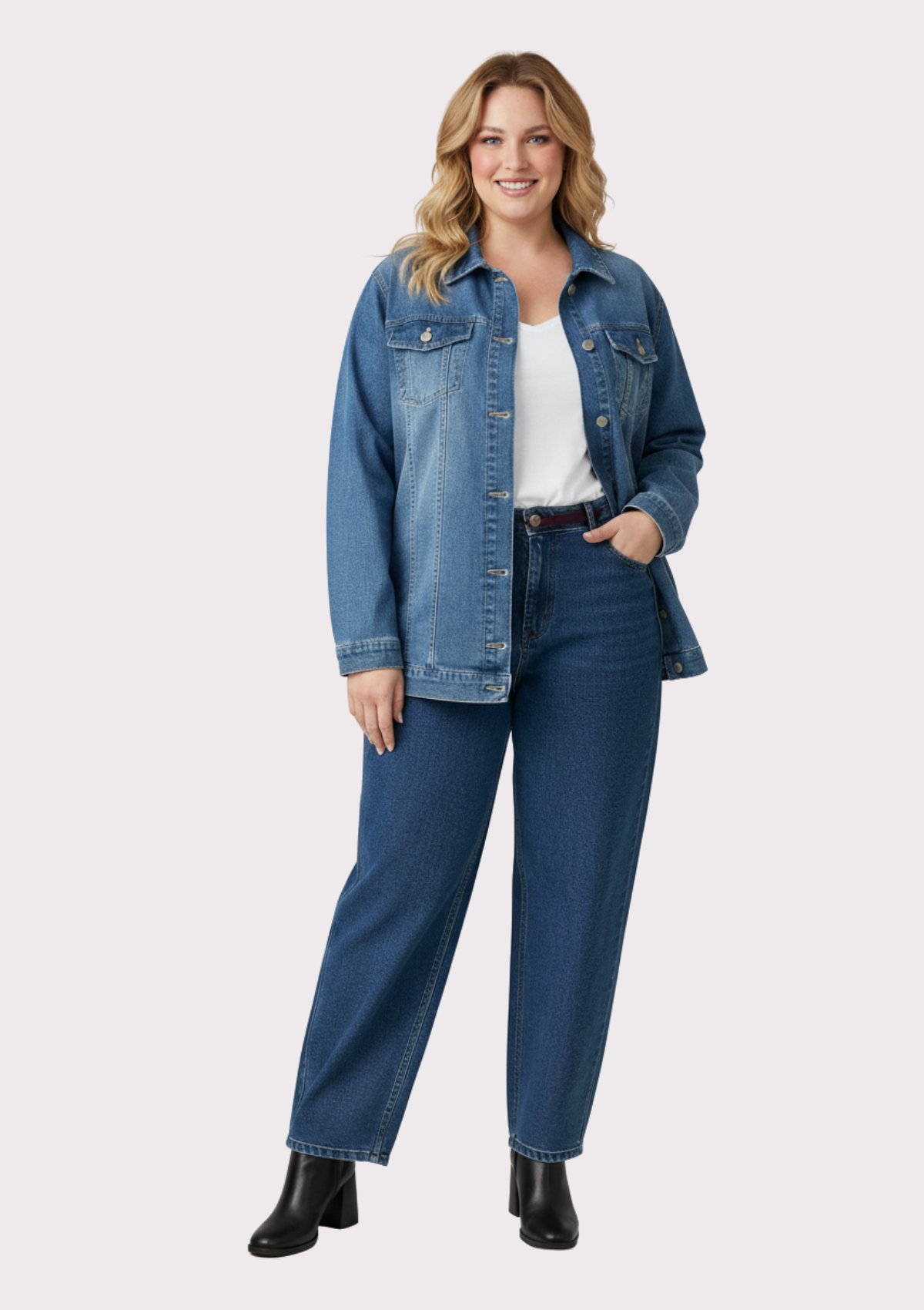 Büyük Beden Mavi Renkli Oversize Kot Ceket