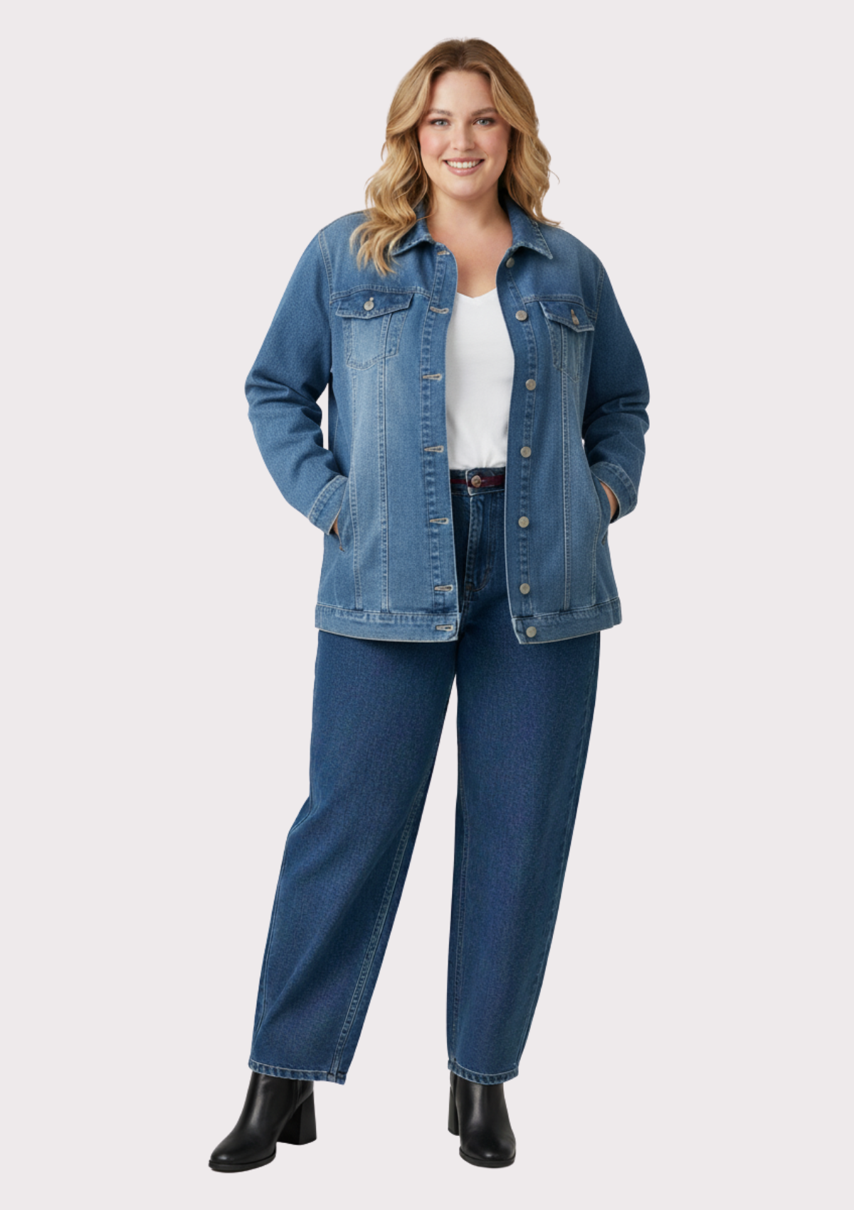 Büyük Beden Mavi Renkli Oversize Kot Ceket