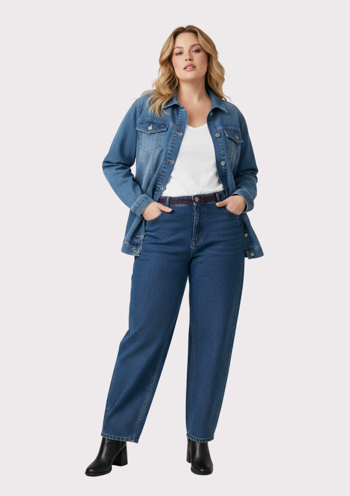 Büyük Beden Mavi Renkli Oversize Kot Ceket