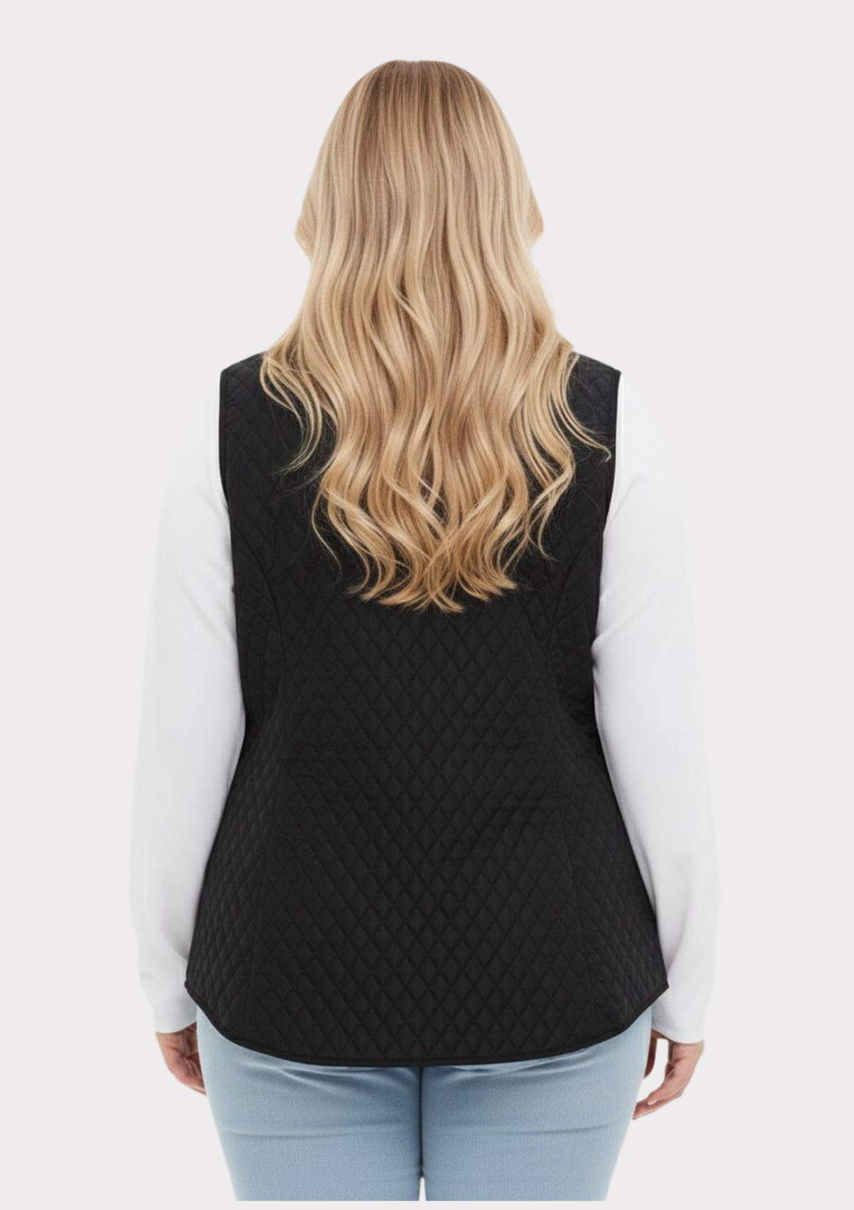 Büyük Beden Polo Yaka Siyah Renkli Kapitone Yelek