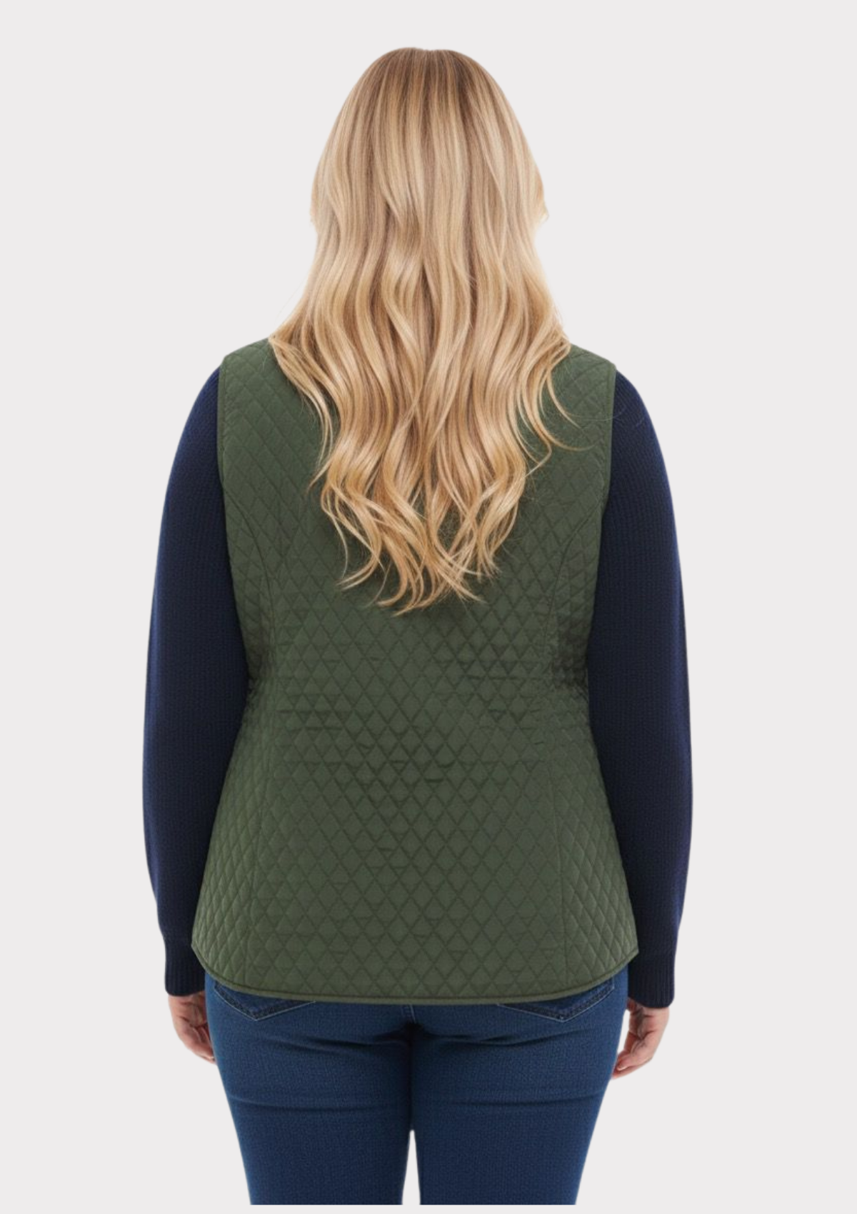 Büyük Beden Polo Yaka Yeşil Renkli Kapitone Yelek