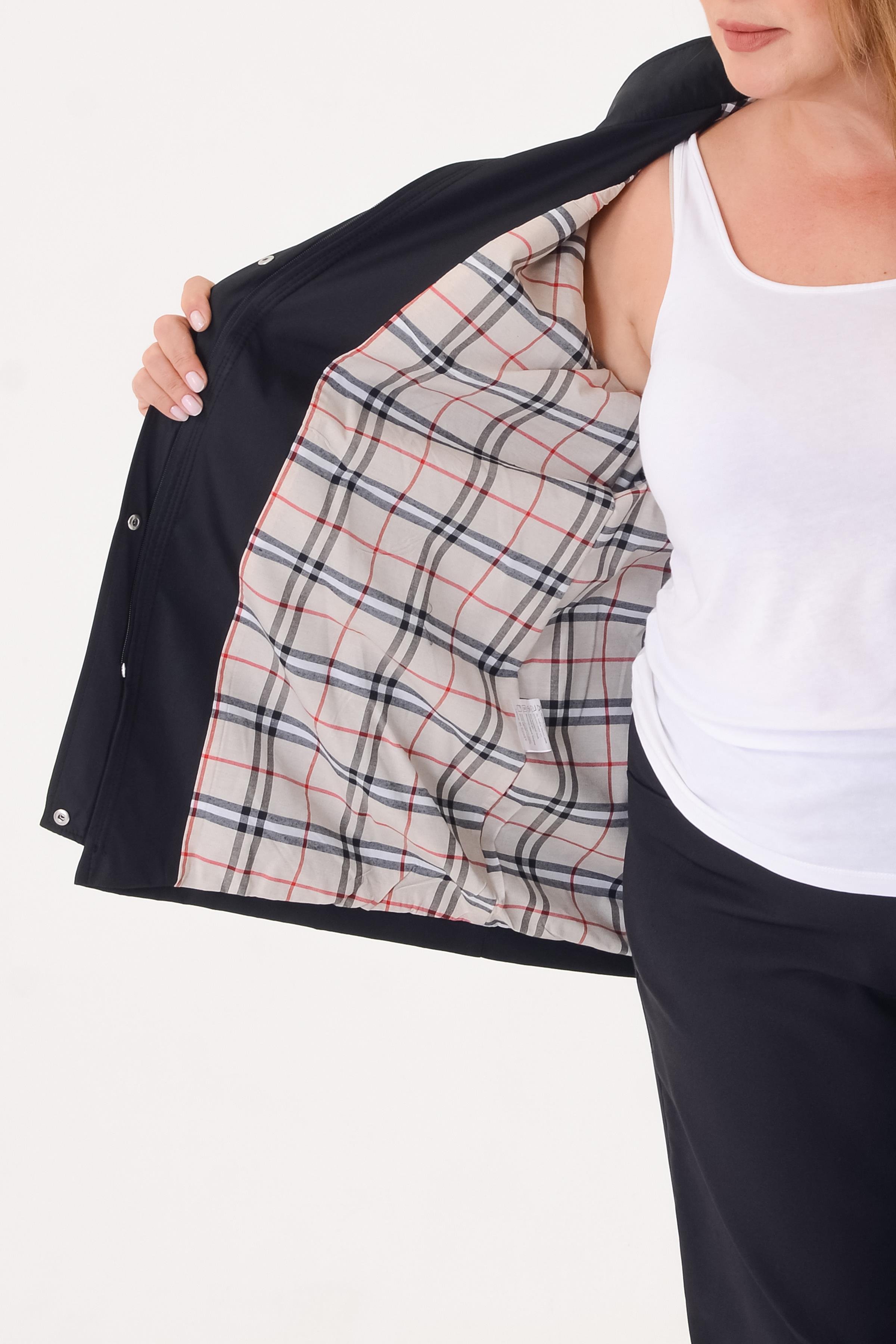 Büyük Beden Siyah Renk İçi Ekose Desenli Kapitone Mont