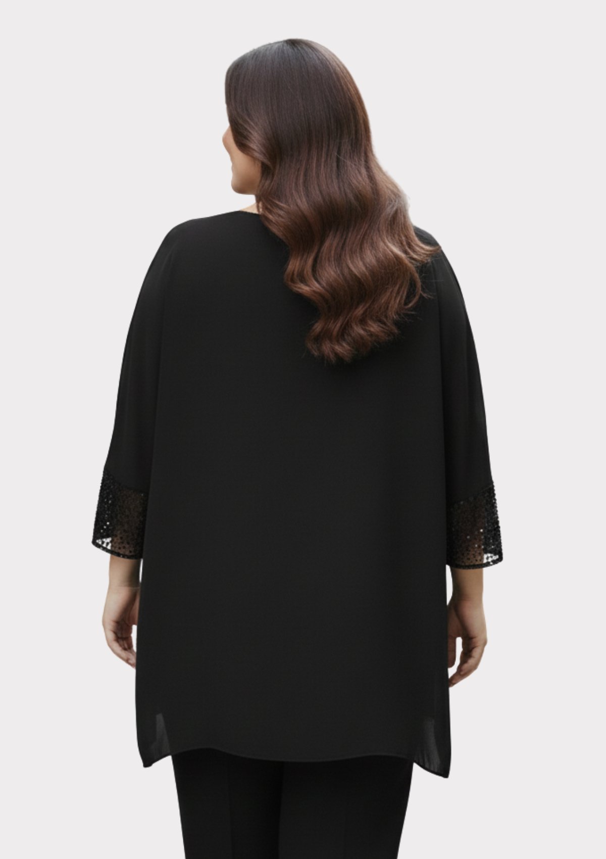 Büyük Beden Siyah Renkli Şifon Ceketli Abiye Bluz