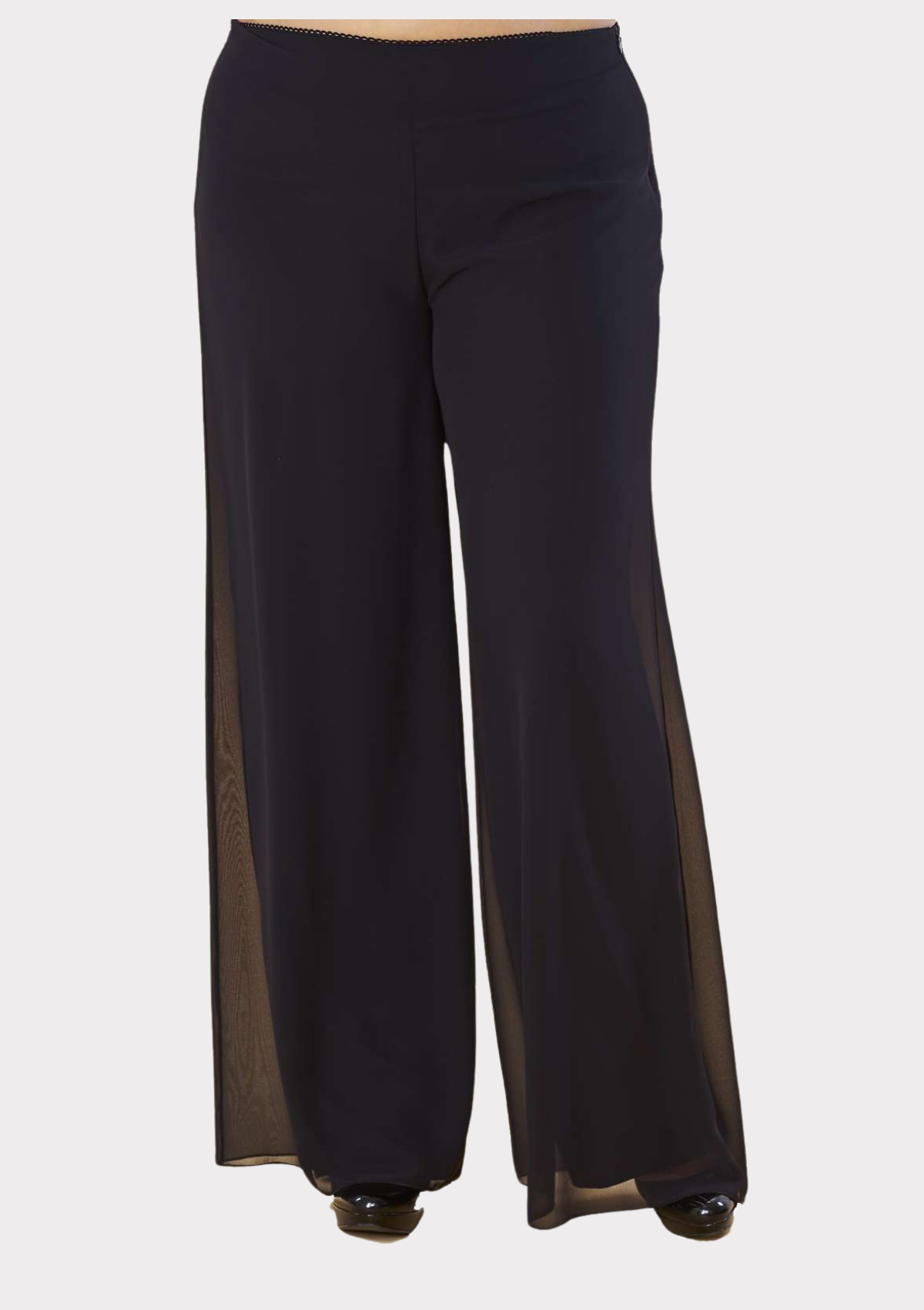 Büyük Beden Siyah Renkli Şifon Pantolon