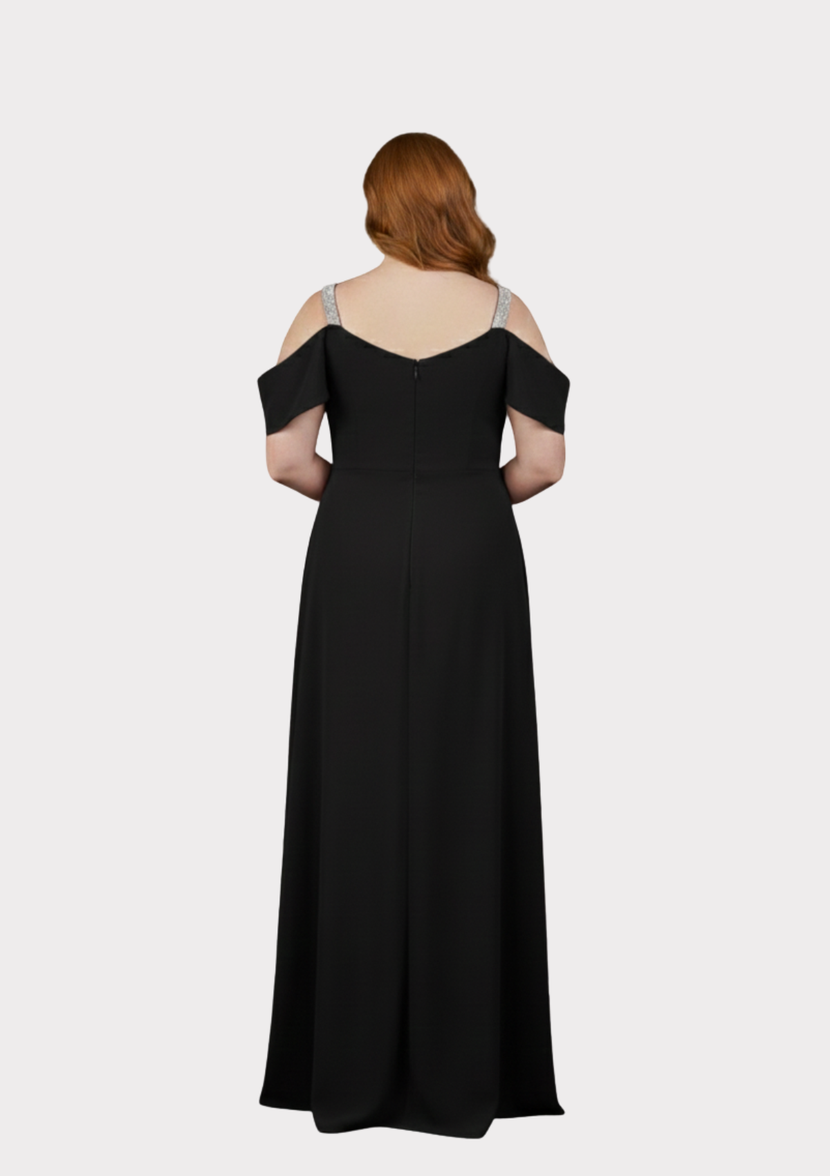 Büyük Beden Siyah Renkli Şifon Uzun Abiye Elbise