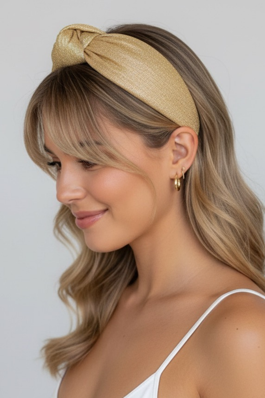 Gold Silvery Knotted Headband for Women