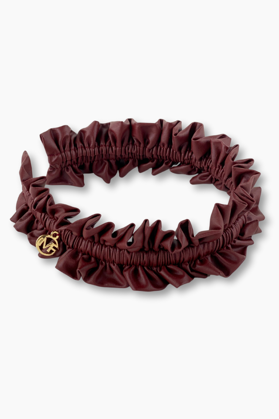 Büzgülü Bordo Deri Taç