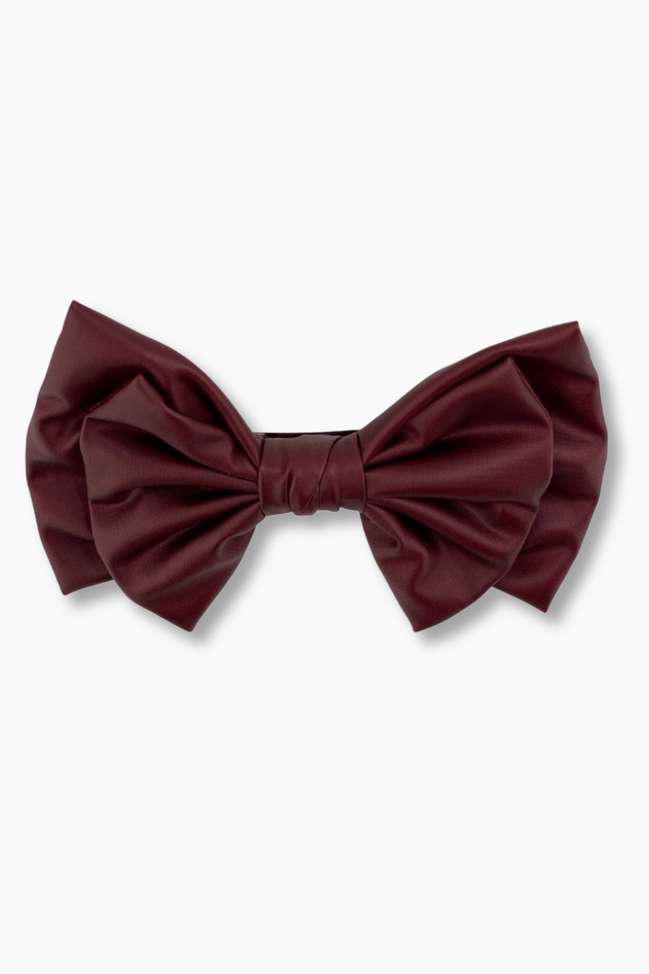 Bordo Deri Fiyonk Klipsli Saç Tokası