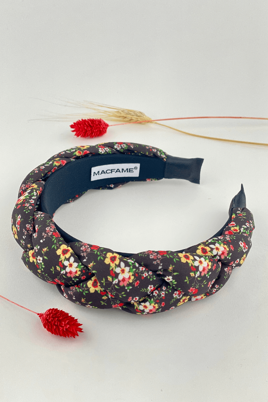 Çiçekli Örgü Taç Siyah-Sarı