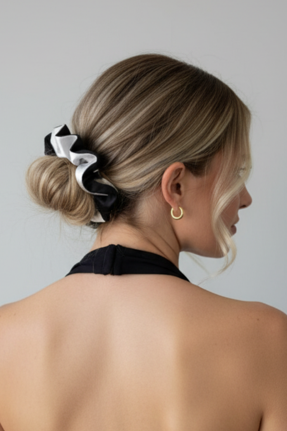 Çift Ren Saten Lastikli Toka Beyaz