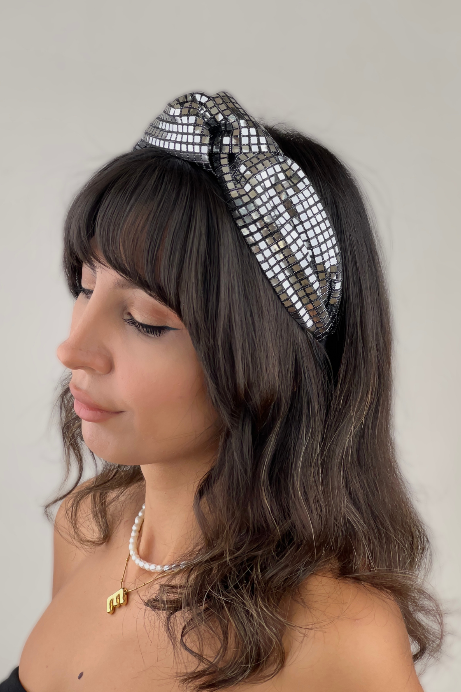 Silver Square Sequin Headband