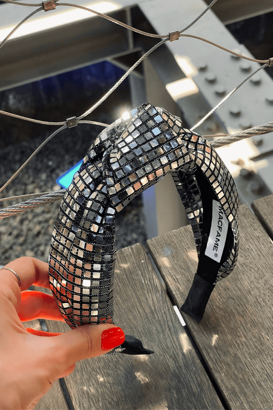 Silver Square Sequin Headband