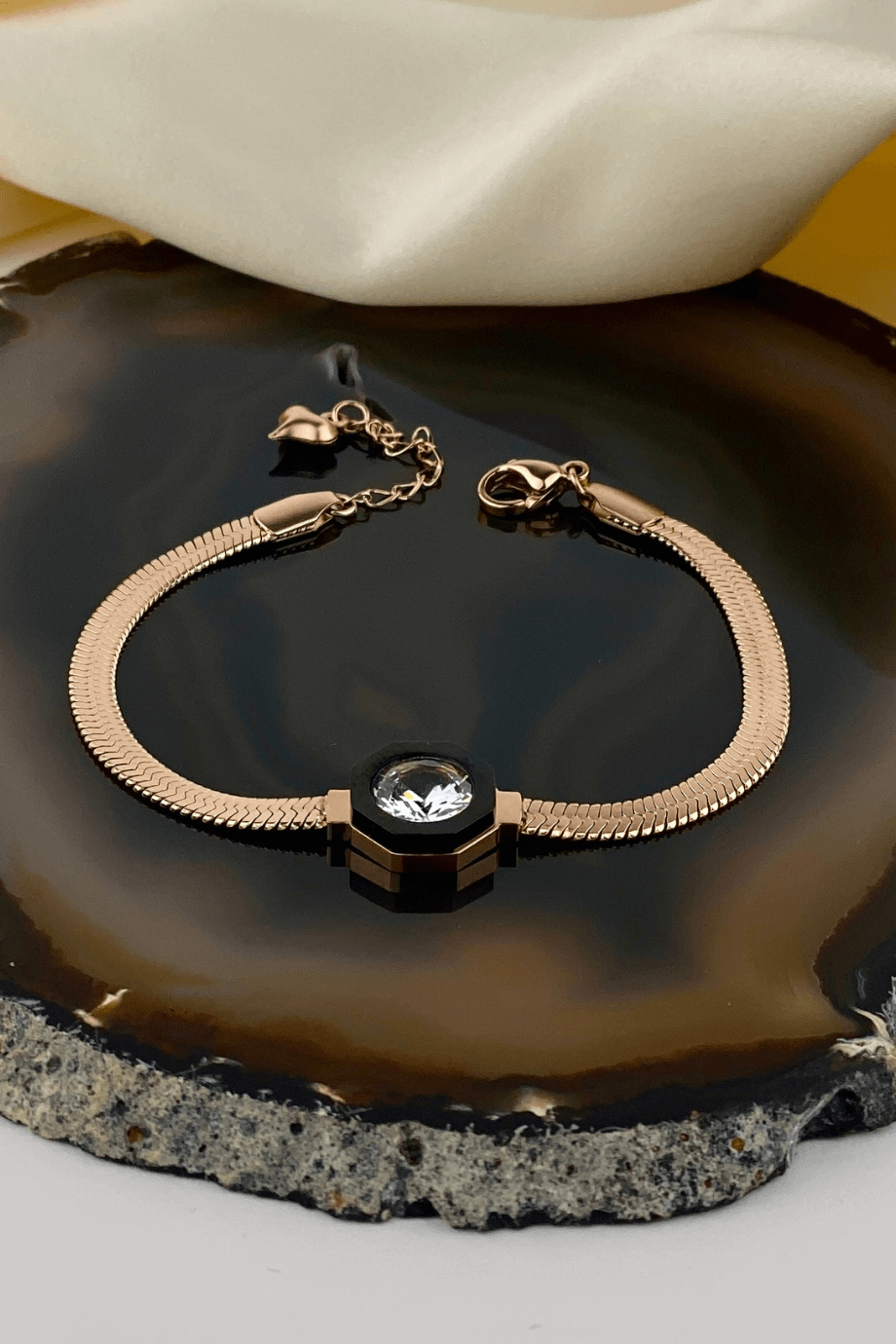 İtalyan Tek Taş Bronz Bileklik