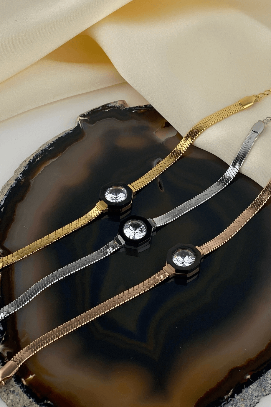 İtalyan Zincir Bronz Tek Taş Bileklik Fiyatları