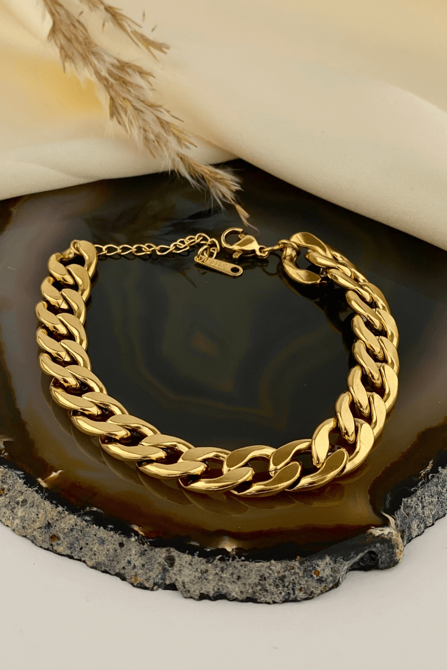 Kalın Zincir Bileklik Altın