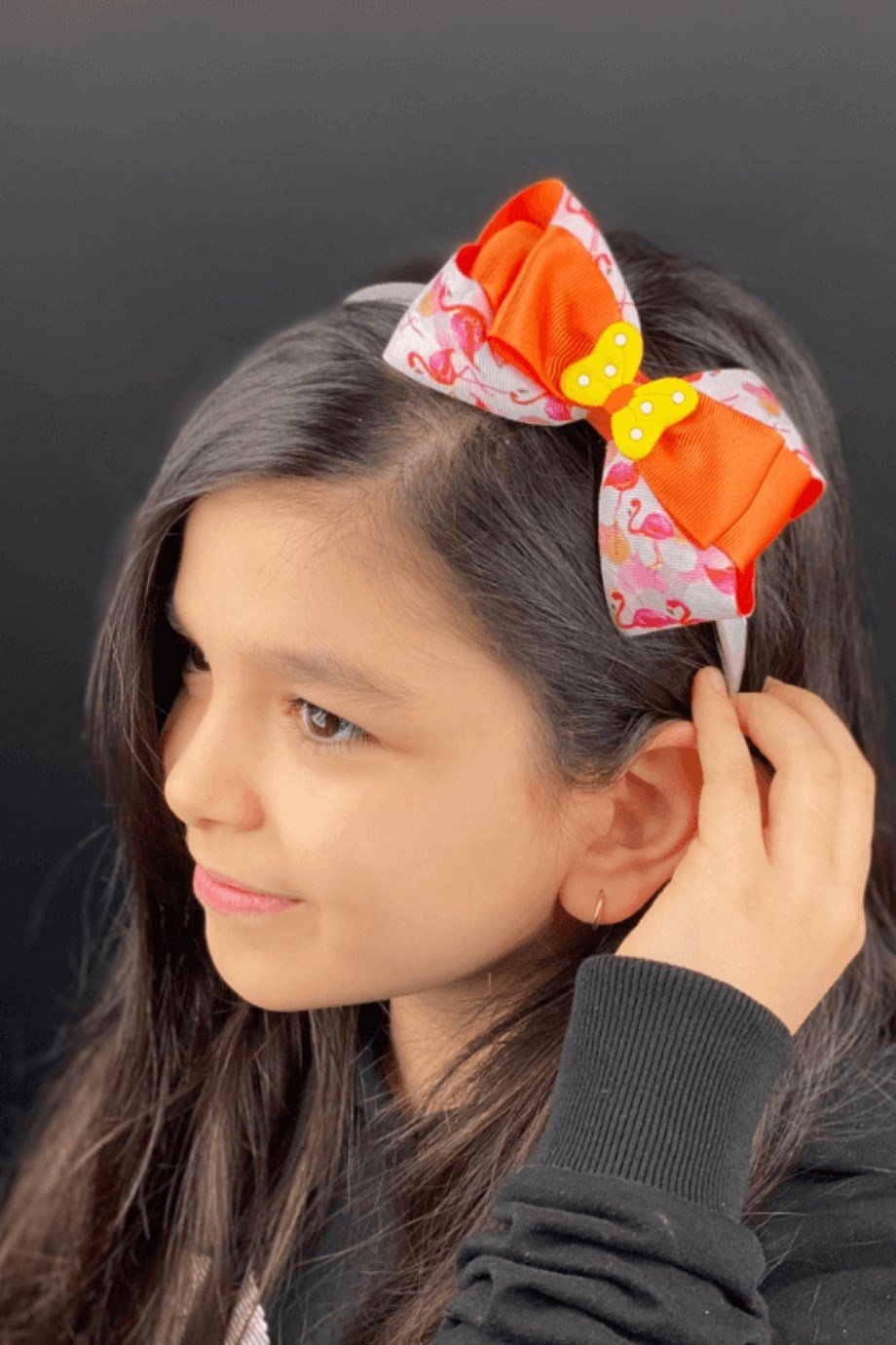 Kelebek Figürlü Kurdelalı Çocuk Toka Seti Turuncu