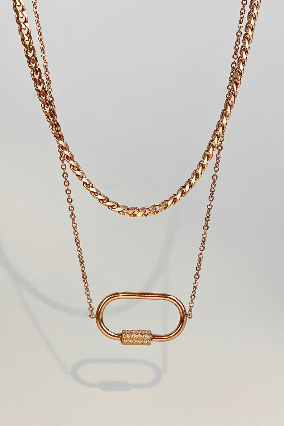 Kilit Çoklu Zincir Kolye Bronz