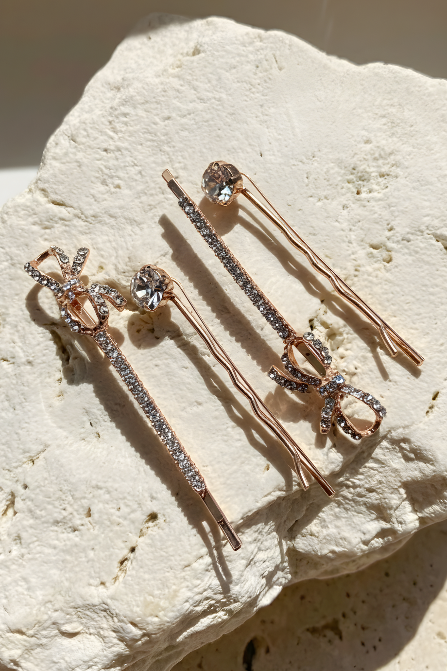 Taşlı Tel Toka Seti Rose Gold