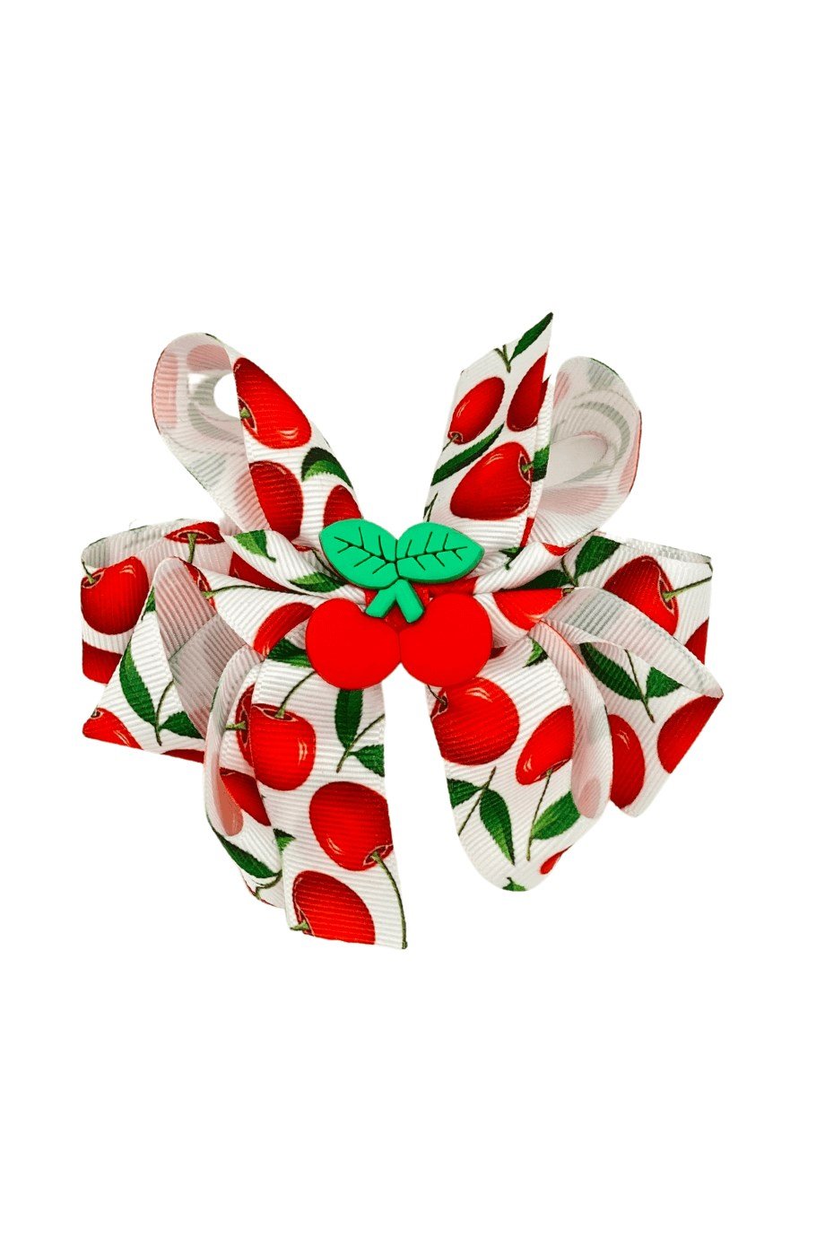 Macfame Kiraz Figürlü Desenli Grogren Kurdelalı Çocuk Çıtçıtlı (Otomatik) Toka Kırmızı