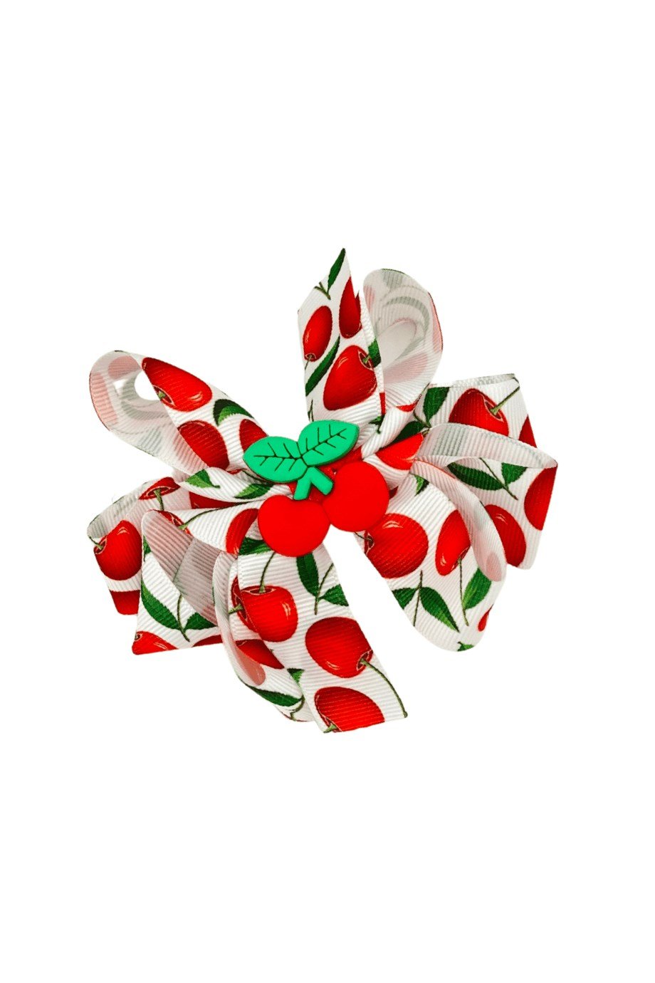 Macfame Kiraz Figürlü Desenli Grogren Kurdelalı Çocuk Çıtçıtlı (Otomatik) Toka Kırmızı