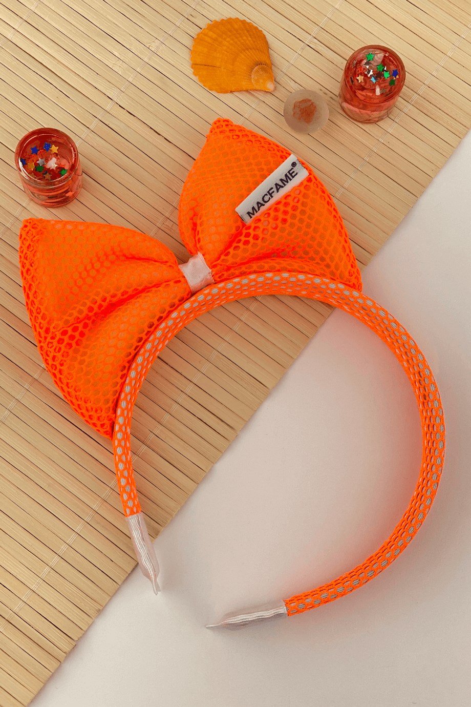 Macfame Neon Fileli Dik Kulaklı Çocuk Tacı Turuncu