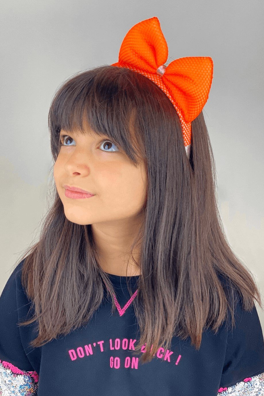 Macfame Neon Fileli Dik Kulaklı Çocuk Tacı Turuncu