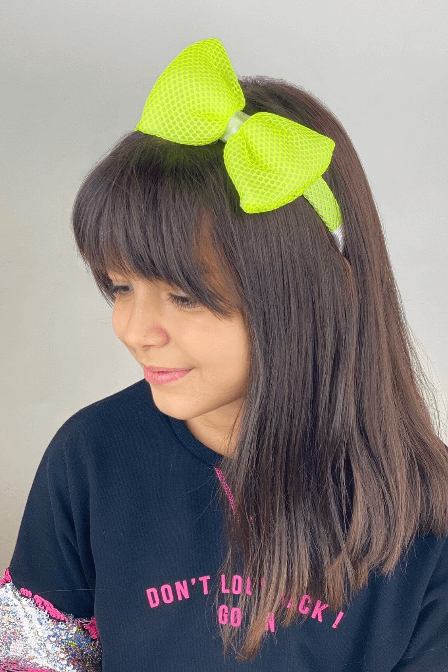 Macfame Neon Fileli Fiyonklu Çocuk Tacı Yeşil