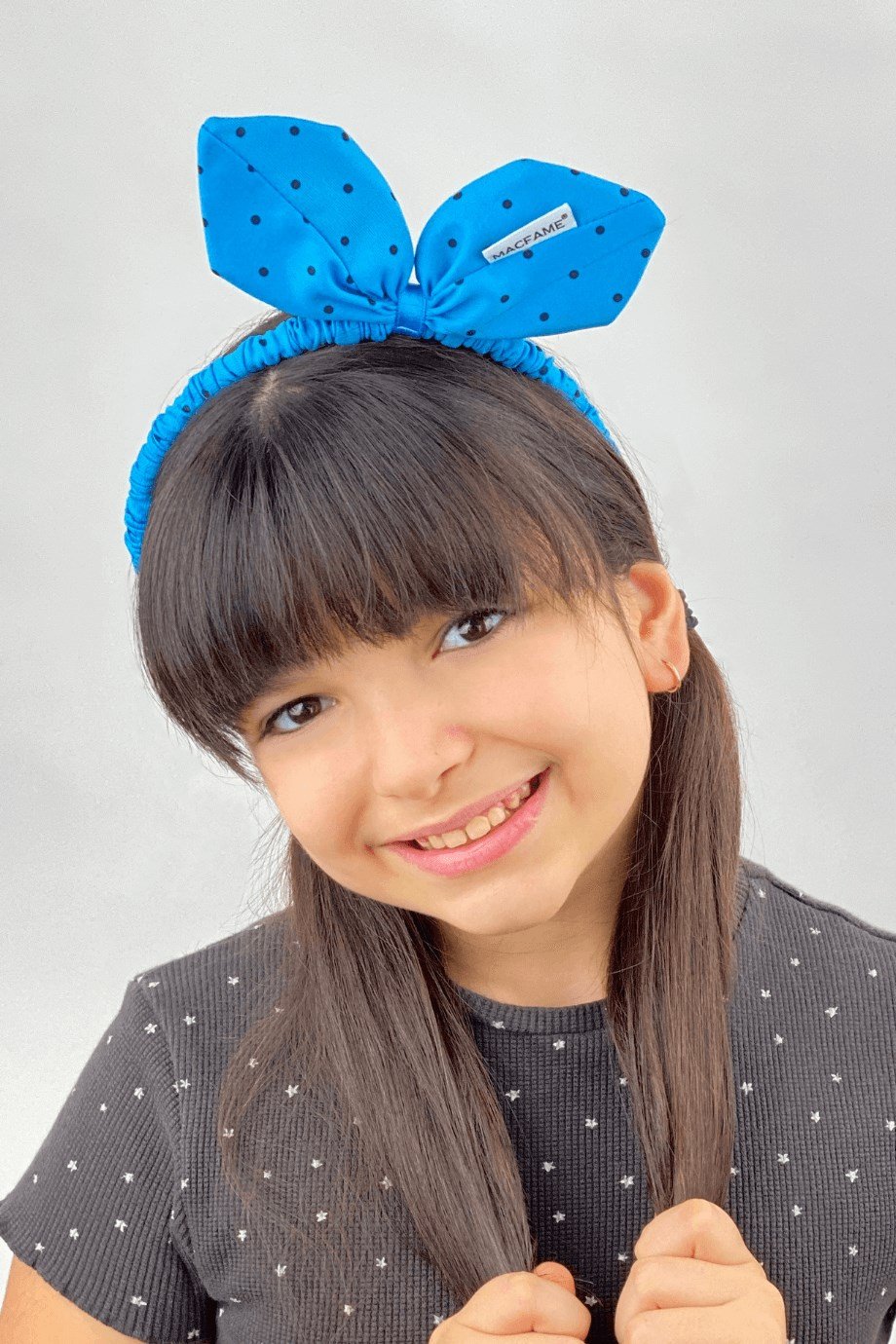 Macfame Puantiyeli Çift Kulaklı Akordeon Taç Mavi