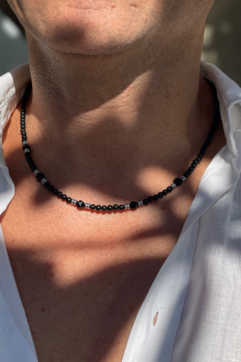 Siyah Oniks Taşlı Erkek Gümüş Kolye Modelleri