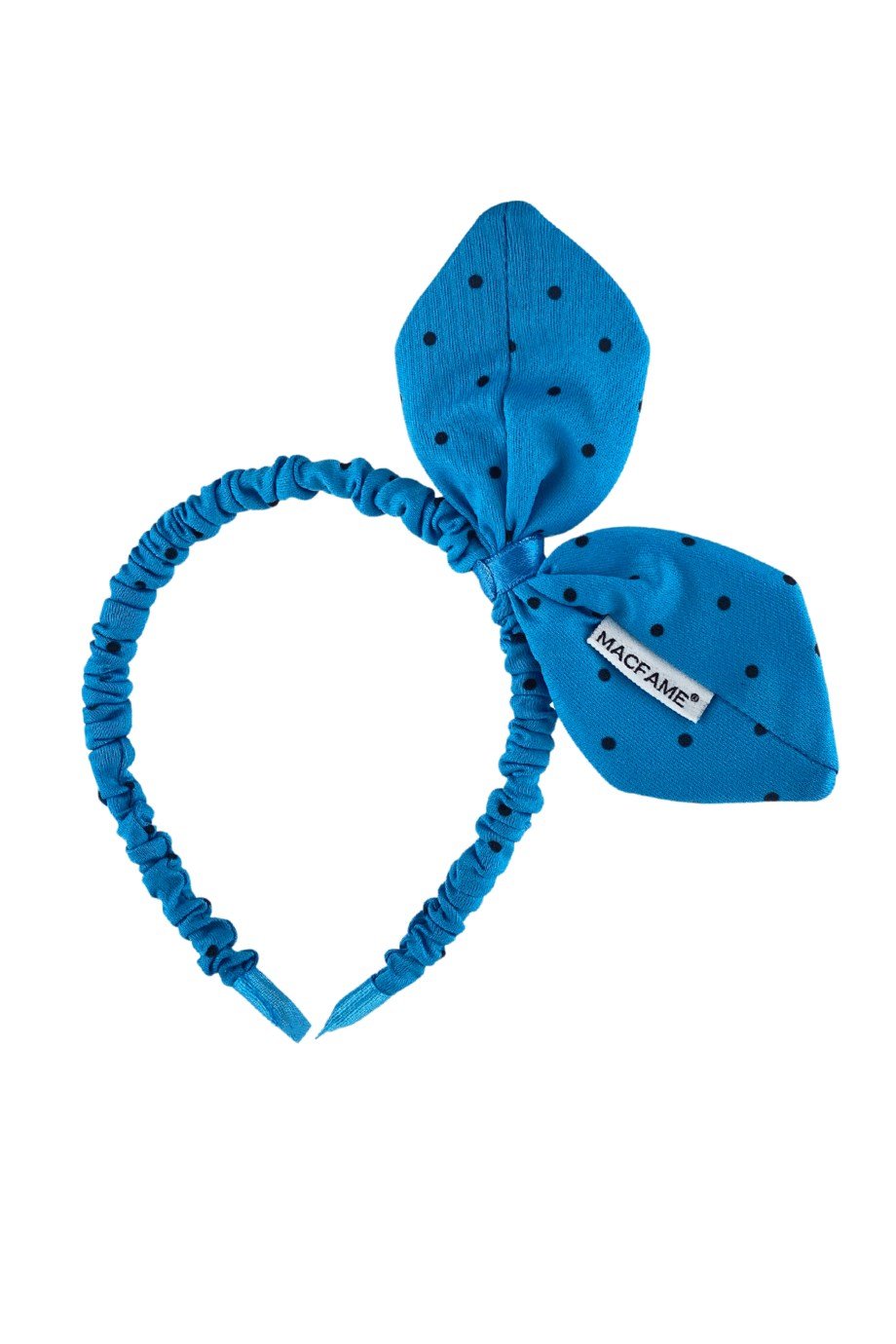 Puantiyeli Çift Kulaklı Akordeon Taç Mavi