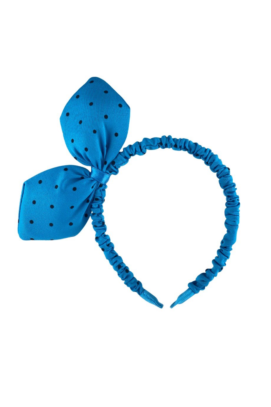 Puantiyeli Çift Kulaklı Akordeon Taç Mavi