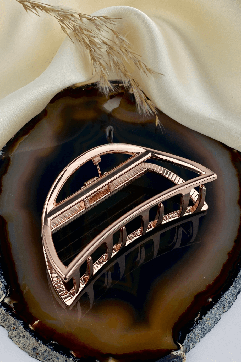 Yarım Ay Metal Mandal Toka Rose