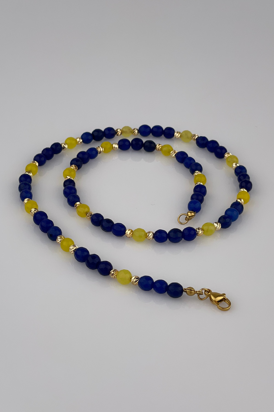 Erkek Arkadaşa Hediye Sarı Lacivert kolye