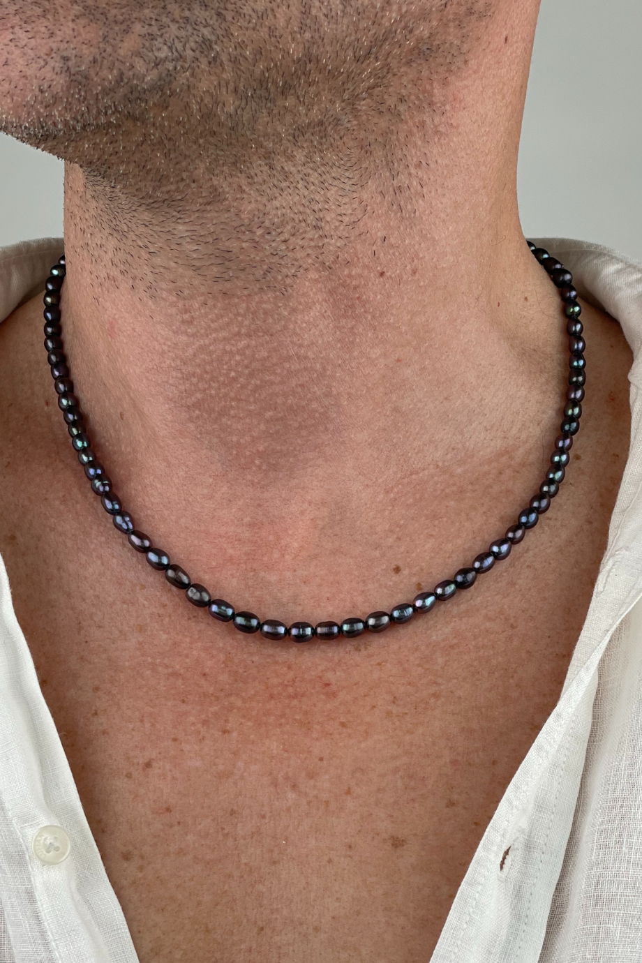 Siyah İnci Erkek Kolye