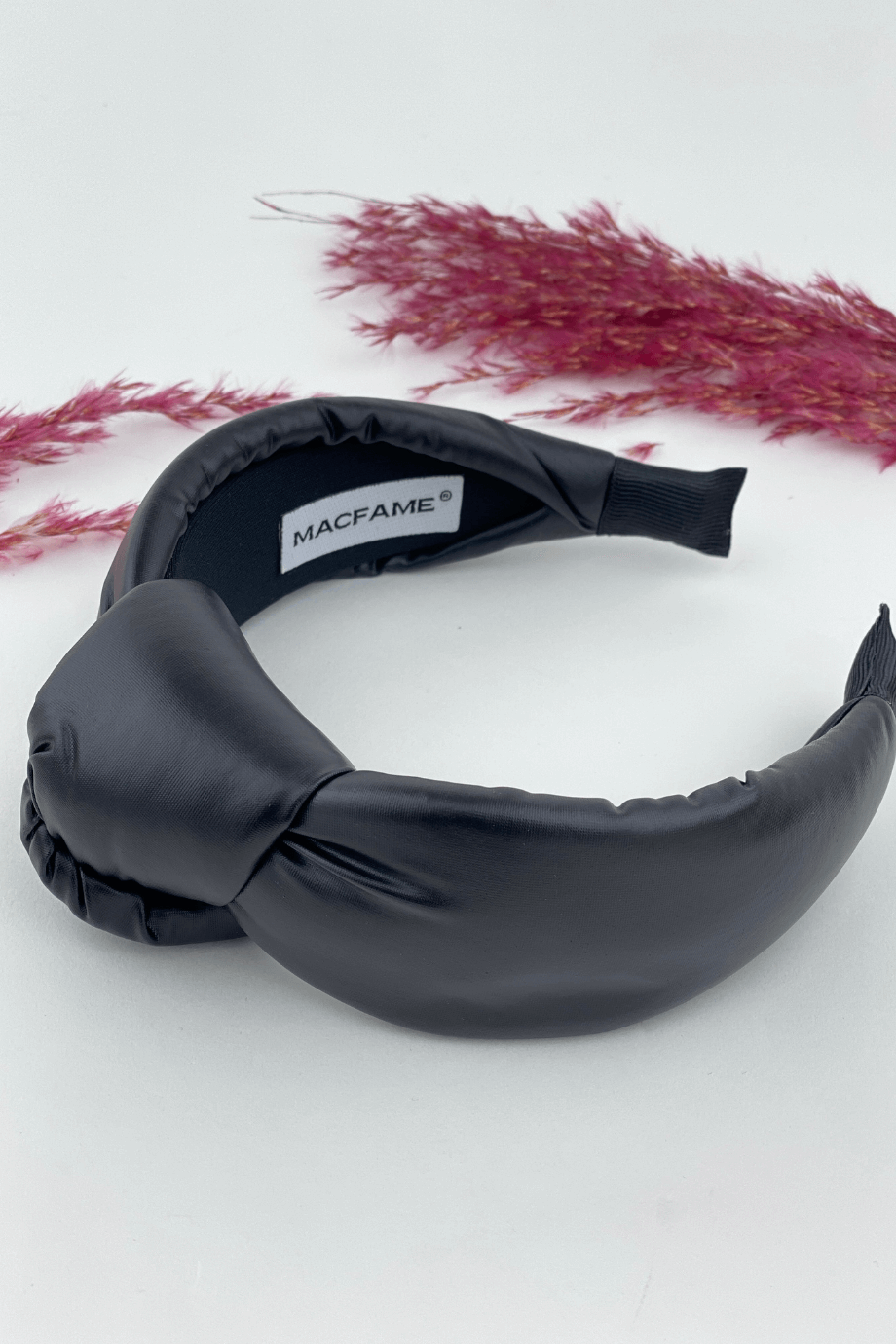 Black Leather Padded Headband