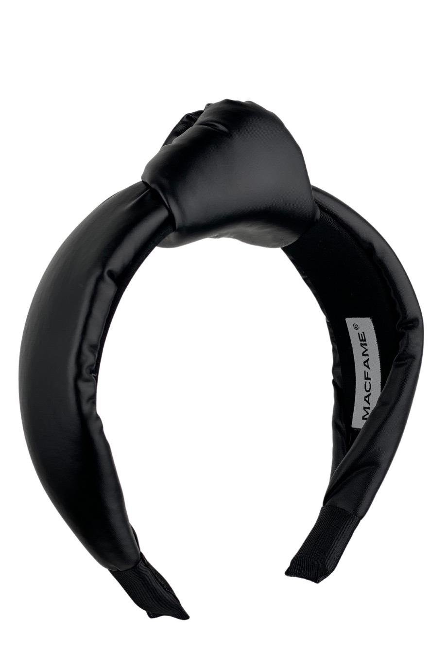 Black Leather Padded Headband