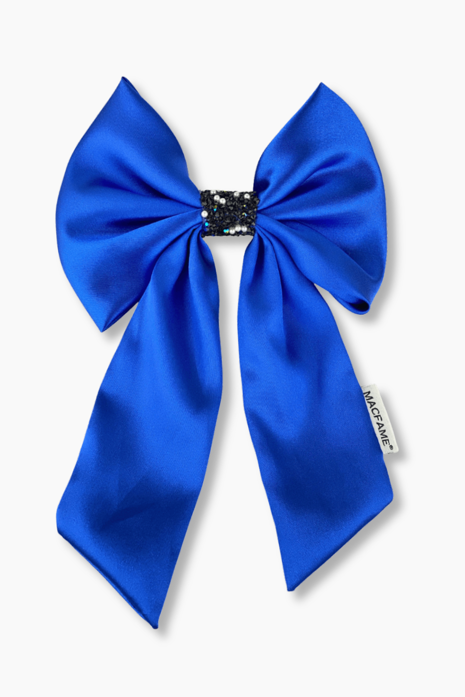 Siyah Kristal Taşlı Klipsli Saten Toka Saks Mavisi