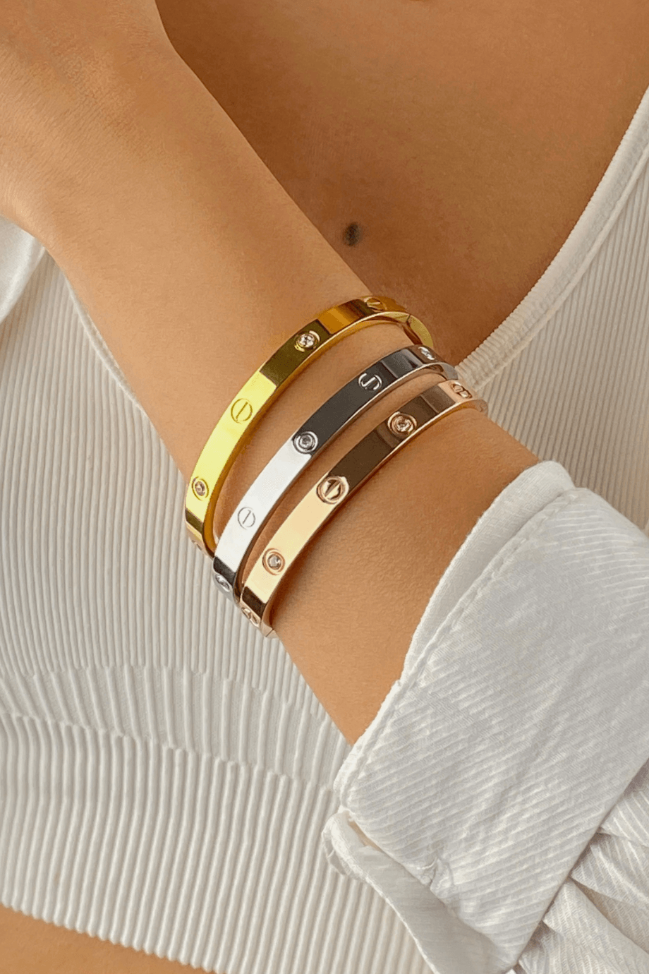 Taşlı Vida Detay Gold Bileklik Fiyatları