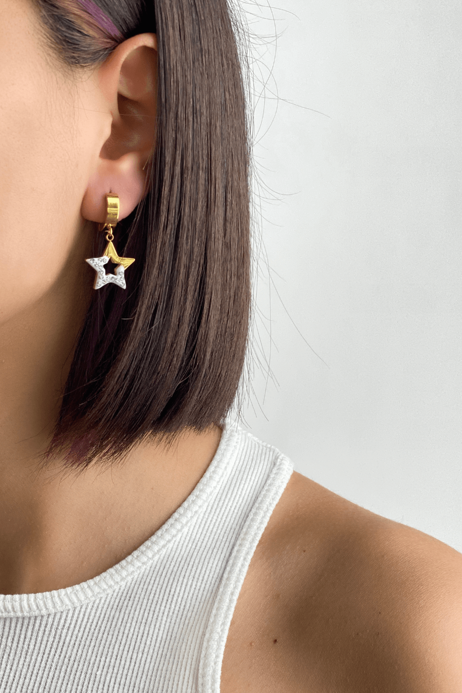 Gold Taşlı Yıldız Küpe Modelleri