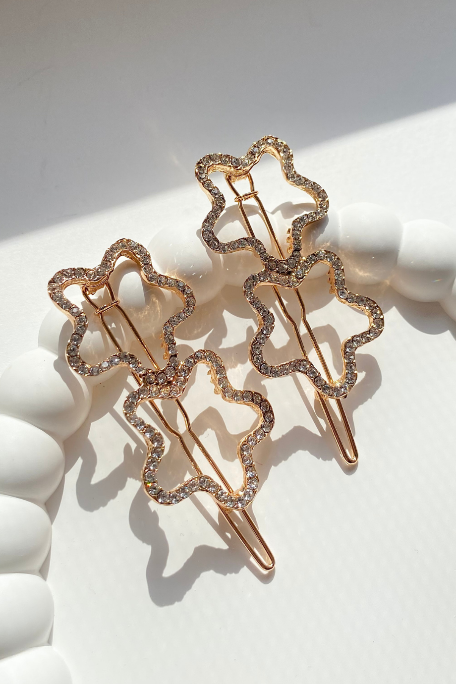 Taşlı Yıldız Yan Toka Seti Gold