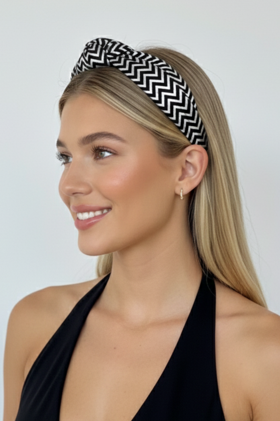 Zigzag Desenli Saç Bandı Siyah