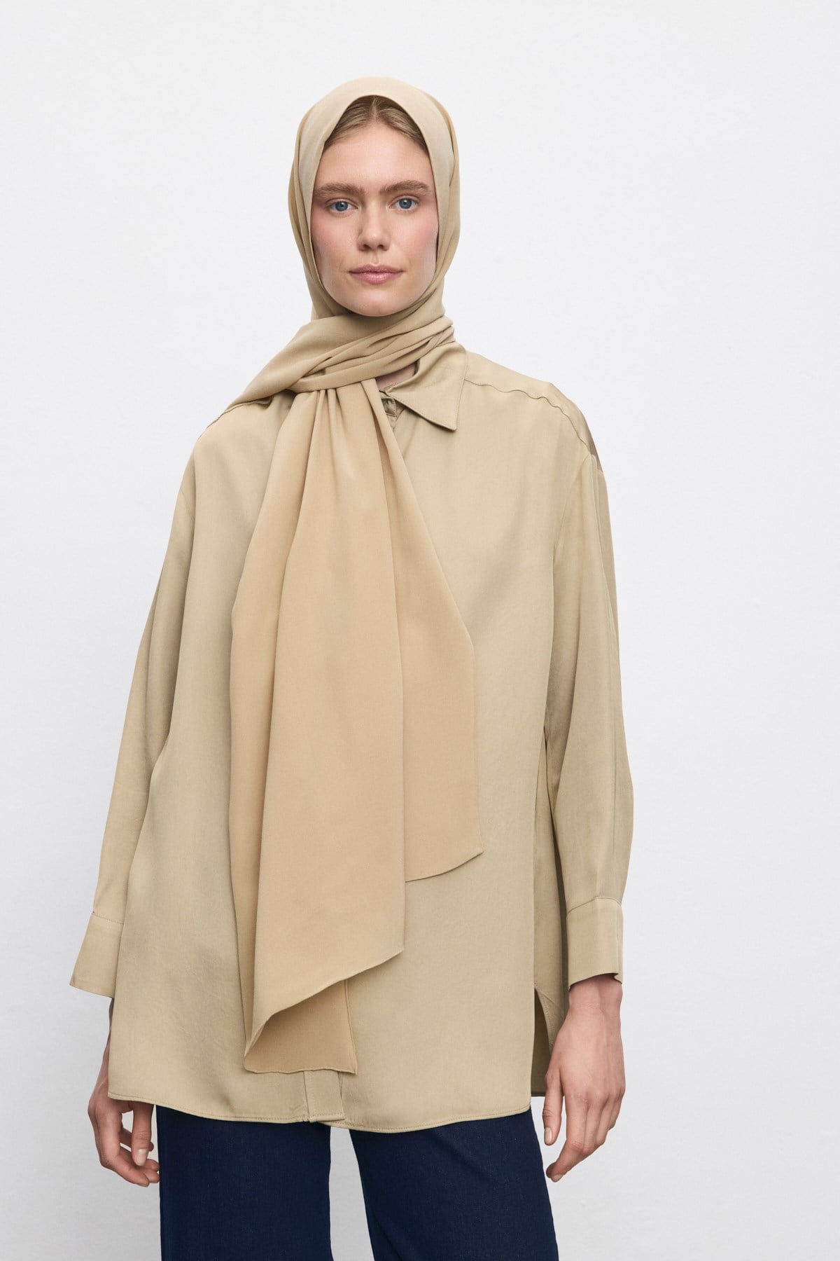 %100 İPEK ŞAL CAMEL
