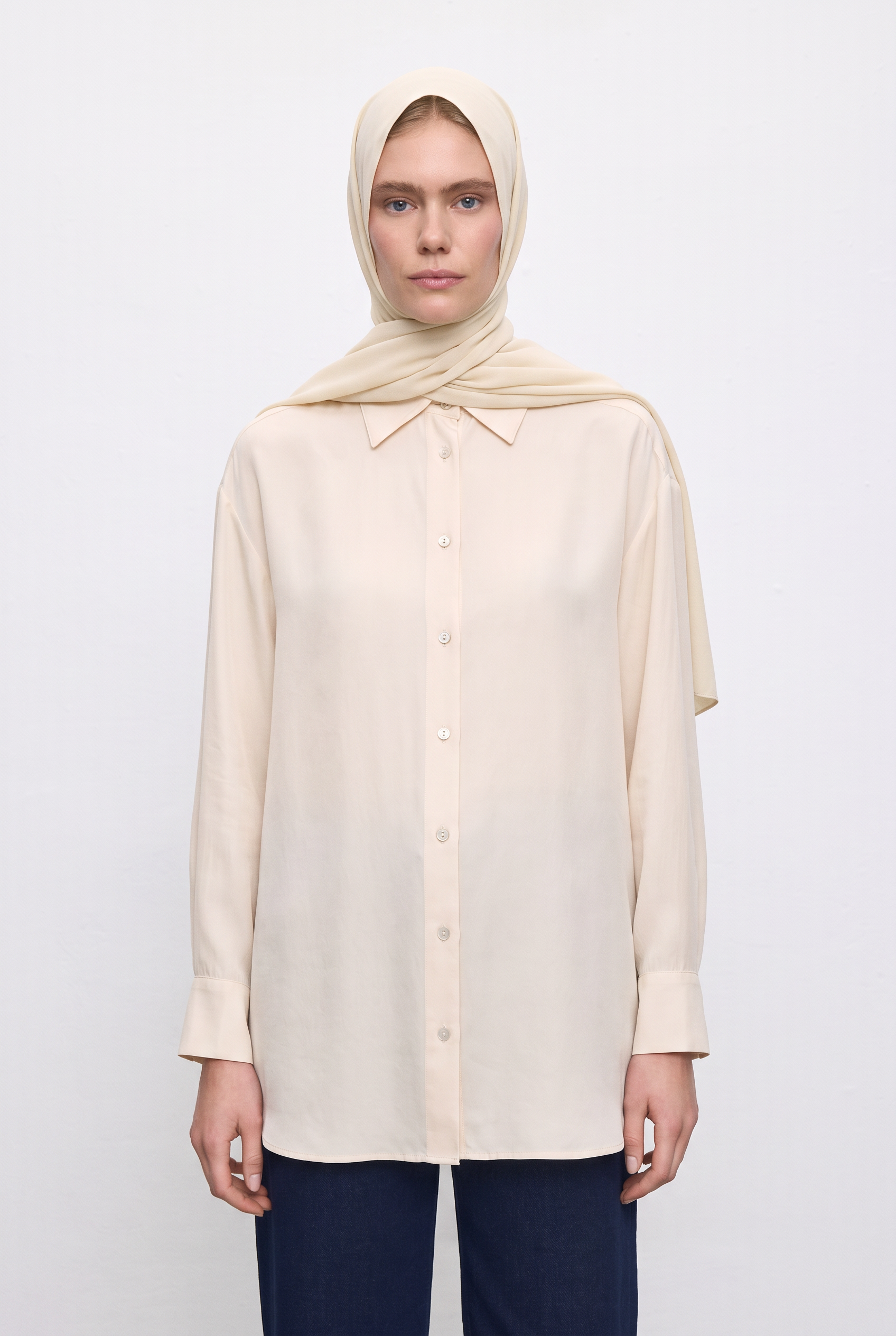 %100 SILK SHAWL VANILLA
