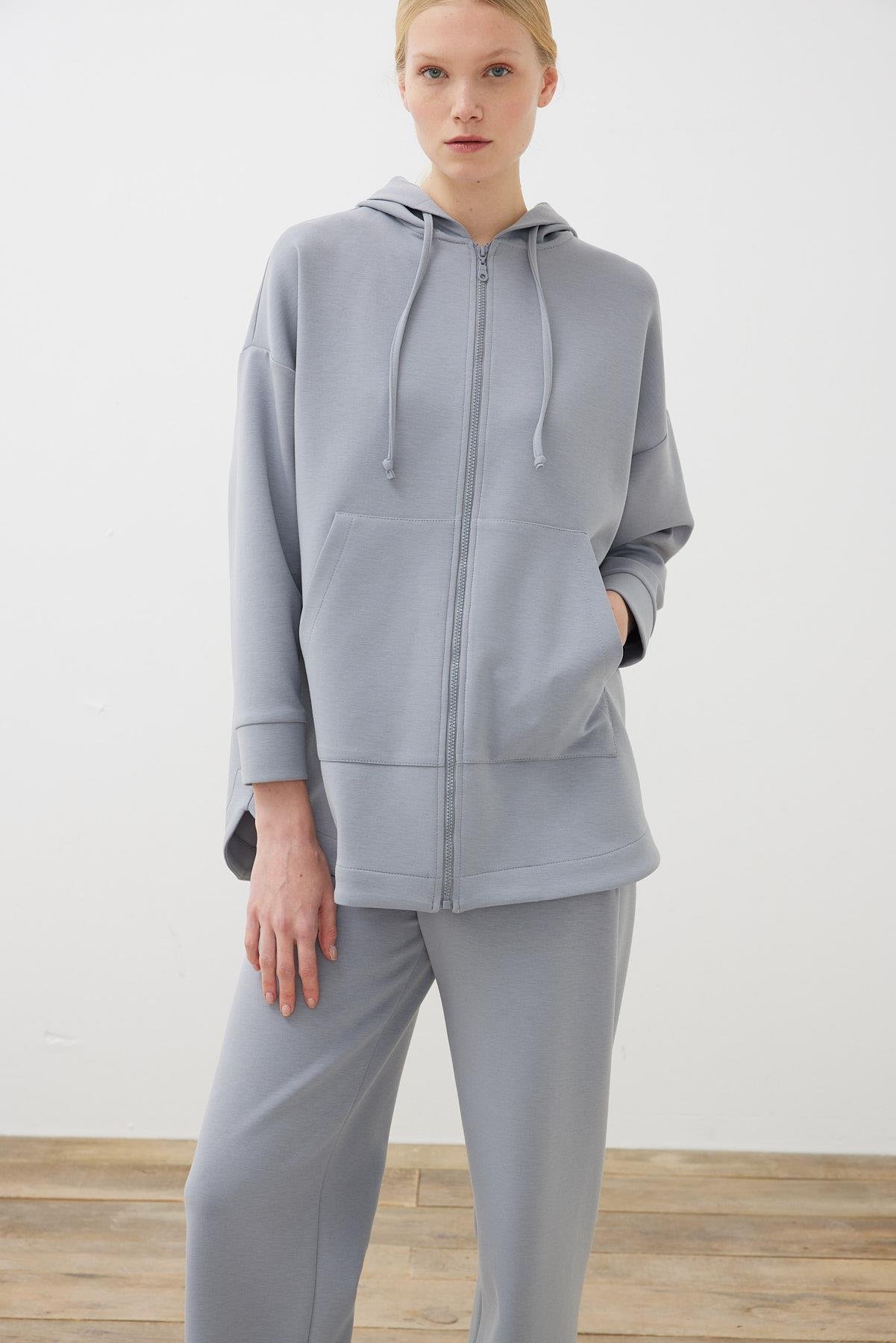 ACTIVE MODAL HODDIE KAP PANTOLONLU TAKIM GRİ