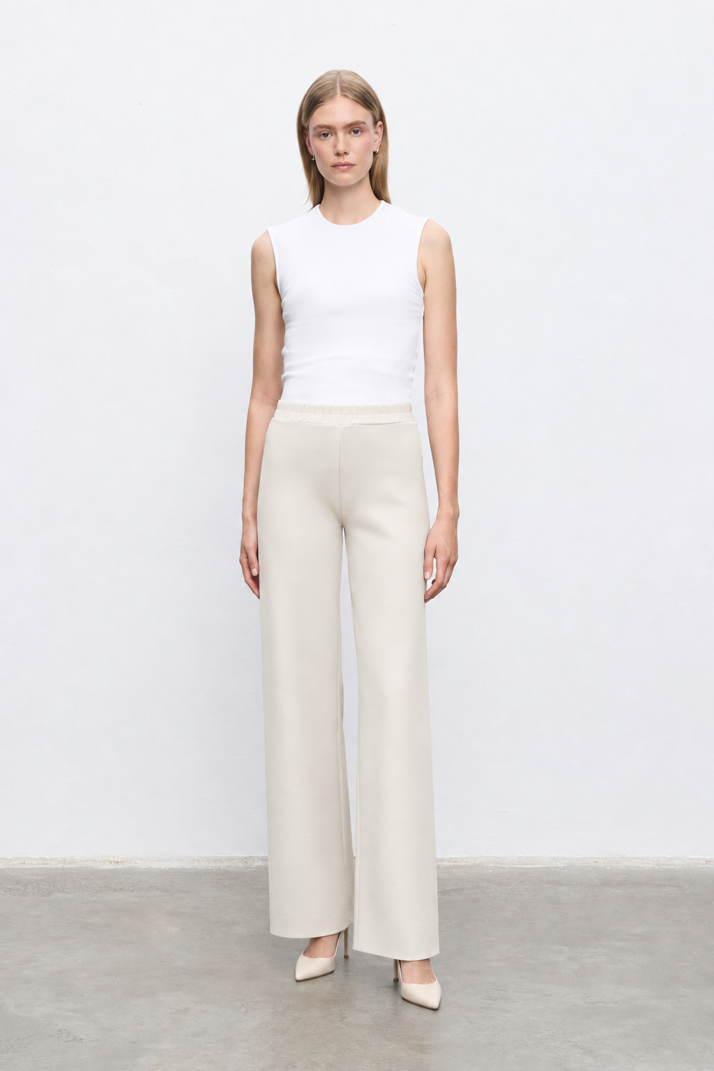 ASEL SCUBA WIDE LEG PANTS STONE