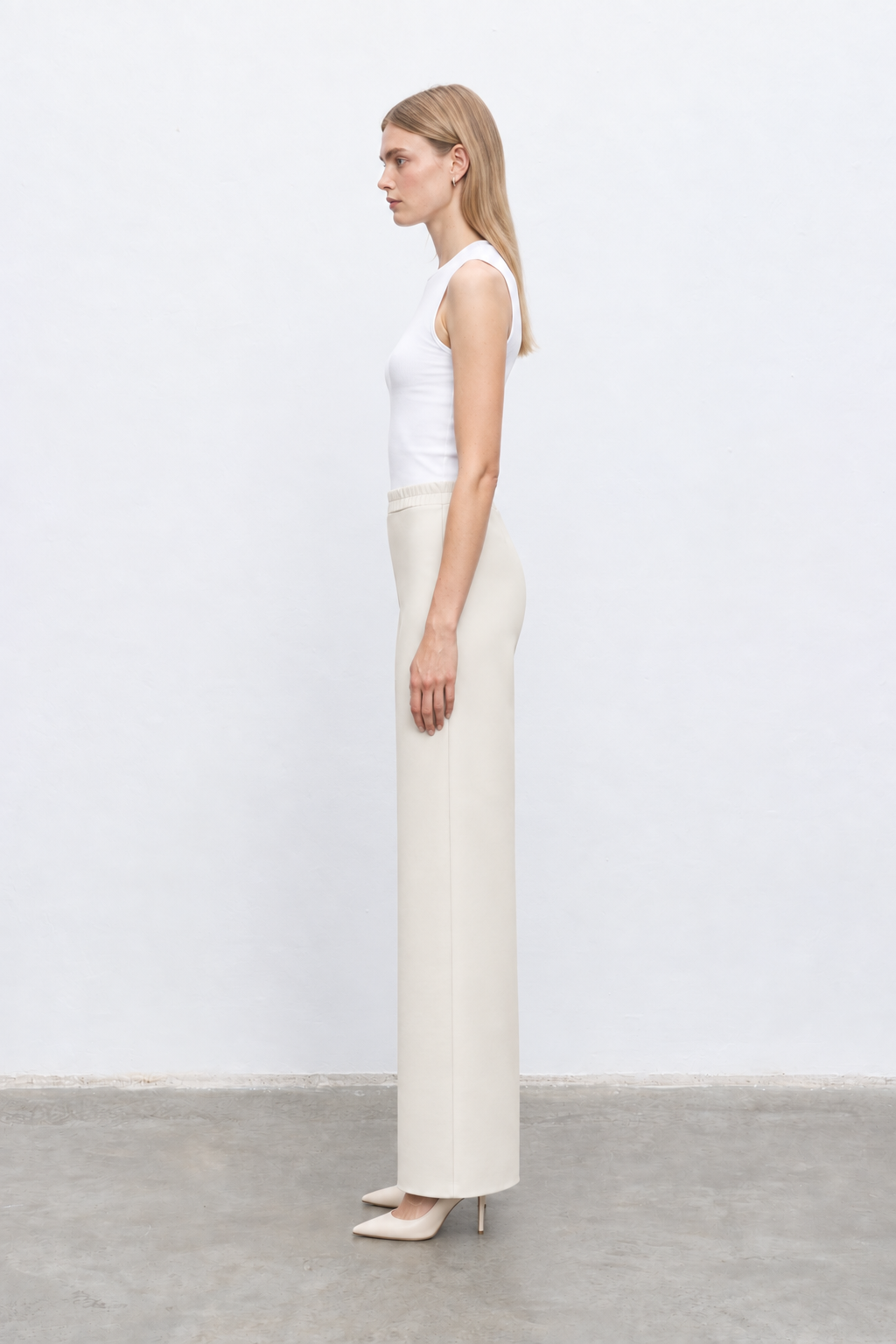 ASEL SCUBA WIDE LEG PANTS STONE