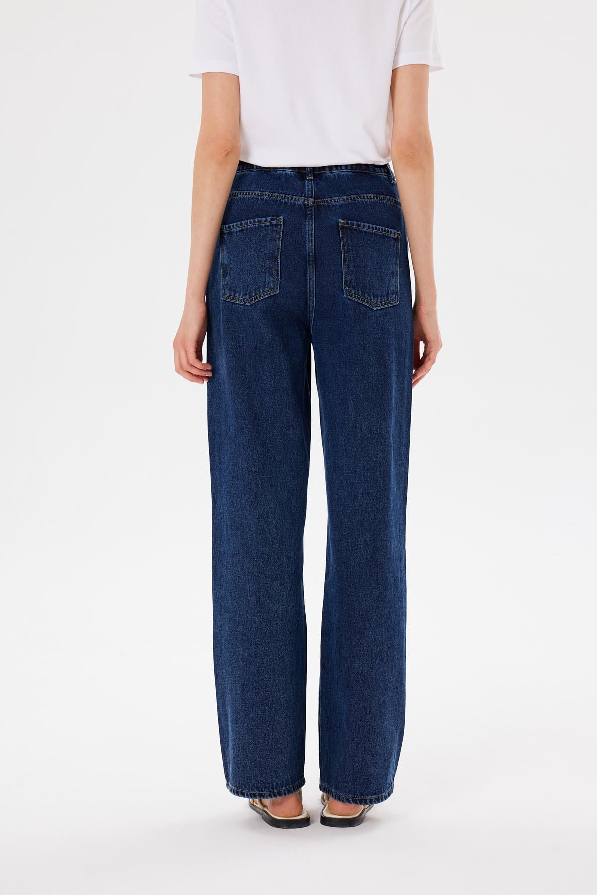BOL PAÇA DENIM KOT PANTOLON KOYU LACİVERT